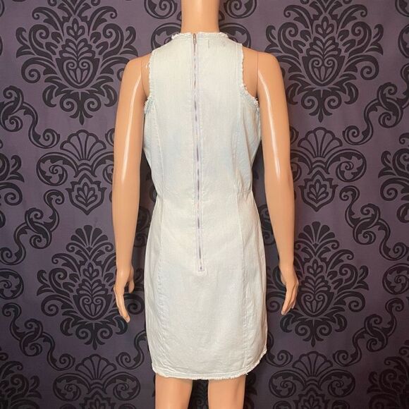 Cheap Monday Marie Women’s Medium Denim Sleeveless Midi Dress Fringe Hem - Picture 4 of 8